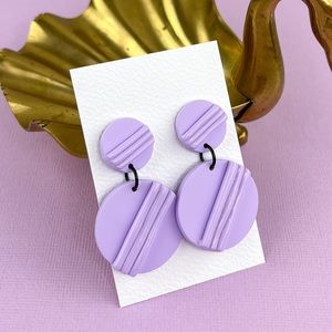 Purple 80s Inspired Polymer Clay Retro Style Earrings Handmade
